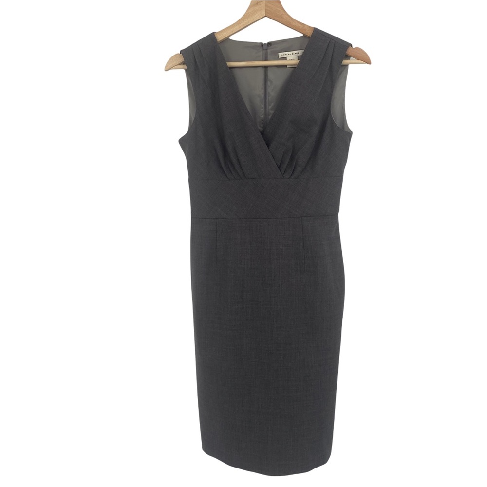 Banana Republic Gray Wool Sleeveless Stretch Surplice Dress Size 0P